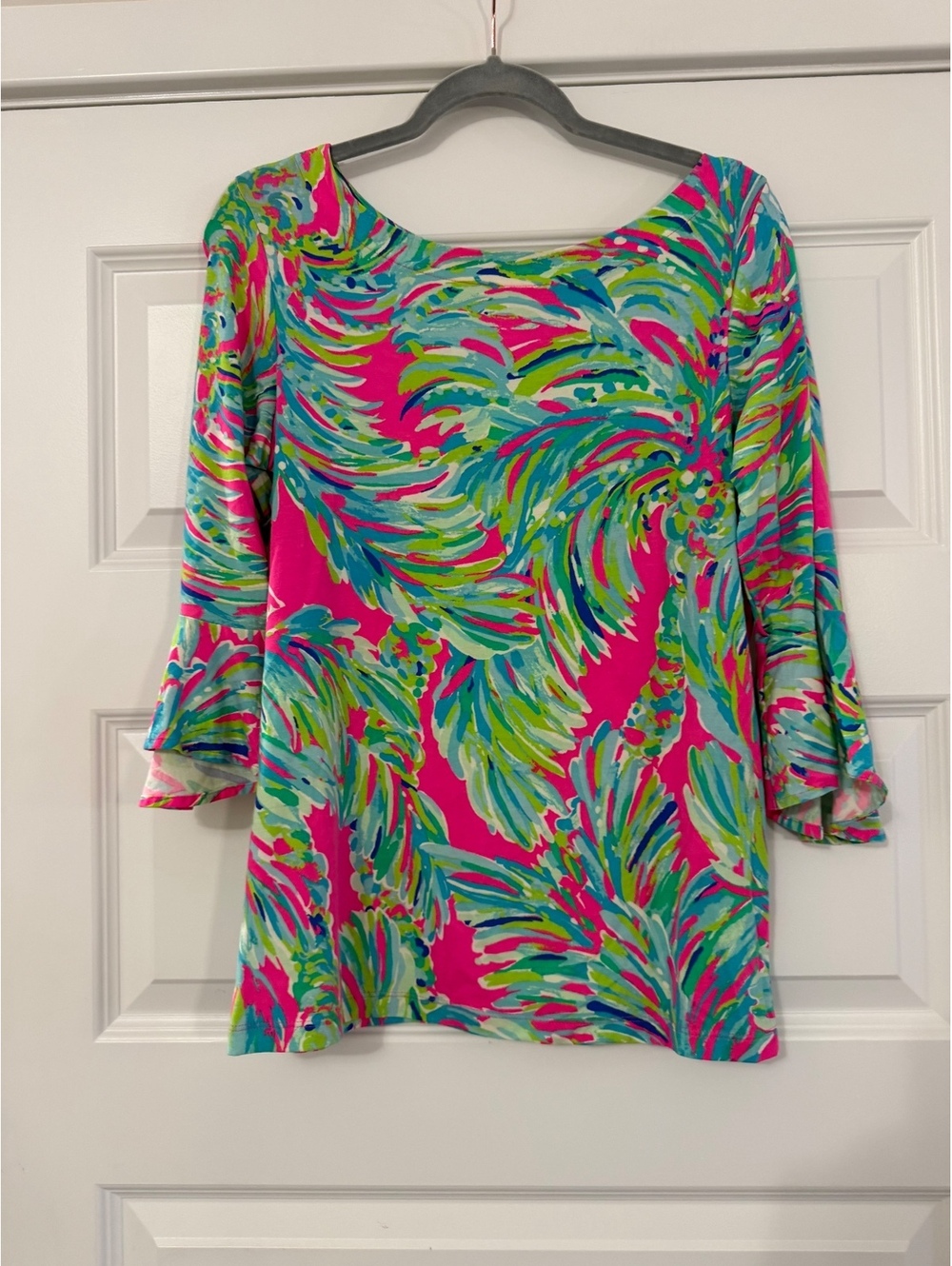 Lilly Pulitzer Women's Colorful Blouse 3/4 Sleeve Colorful Size Medium